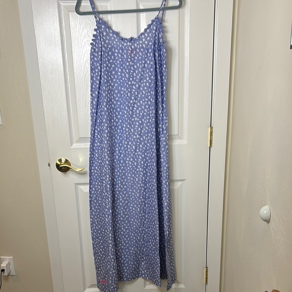 Simply Southern Dresses & Skirts - Simply Southern Blue and White Sleeveless Maxi Sundress With Pompoms XL NWOT